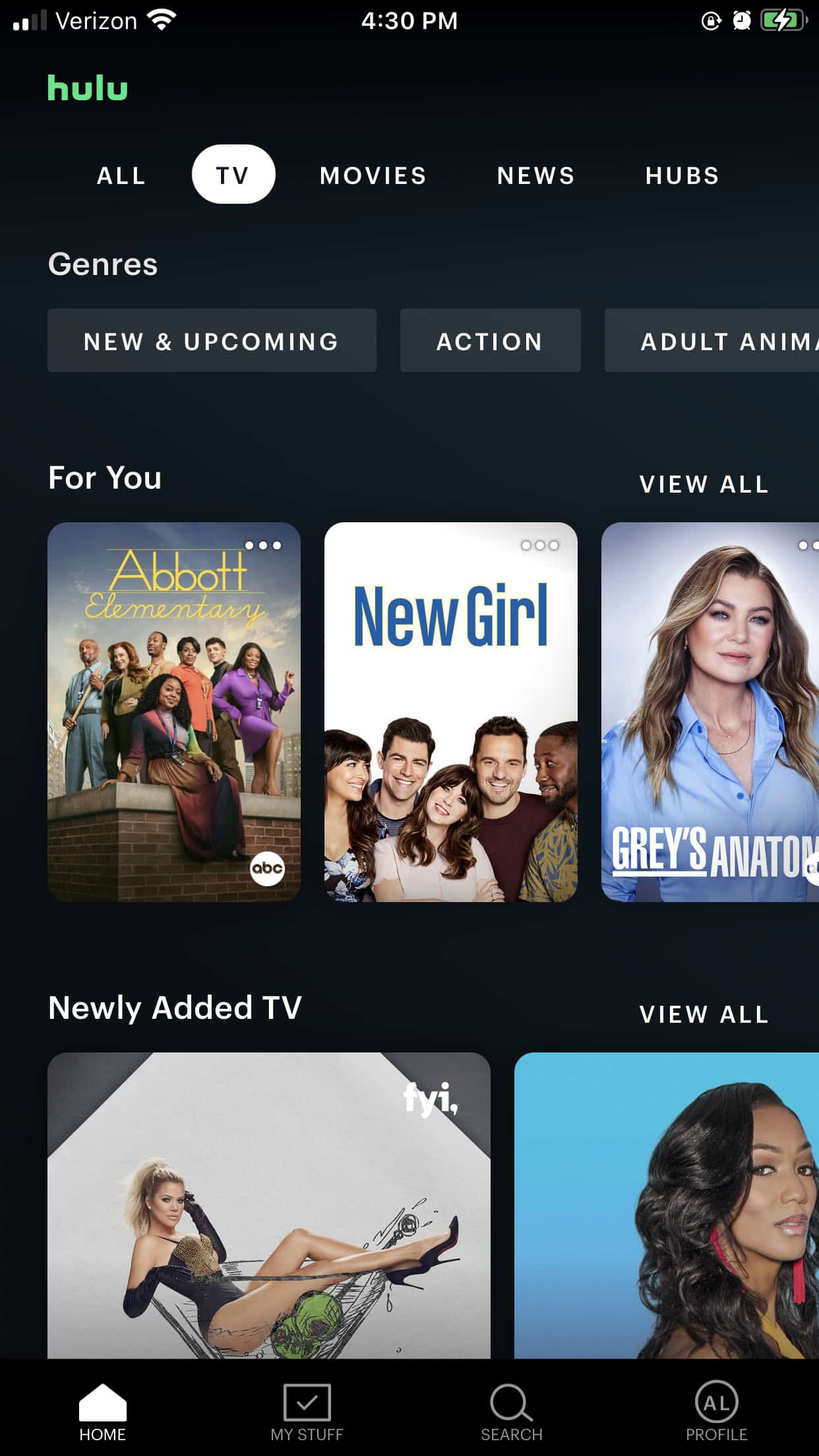 Hulu is also viewable on a smartphone, as displayed here.